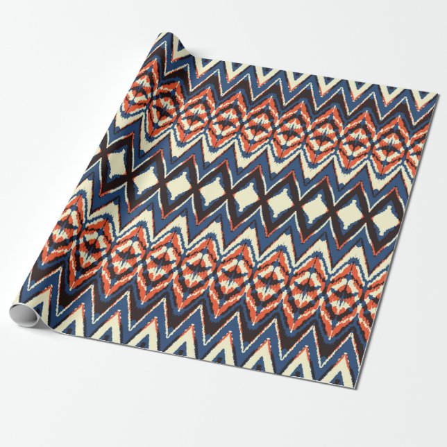 Ikat Sömlös mönster. slips-shibori-format med  Presentpapper (Utrullad)