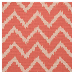 Ikat sparremönster - korallorange och persika tyg