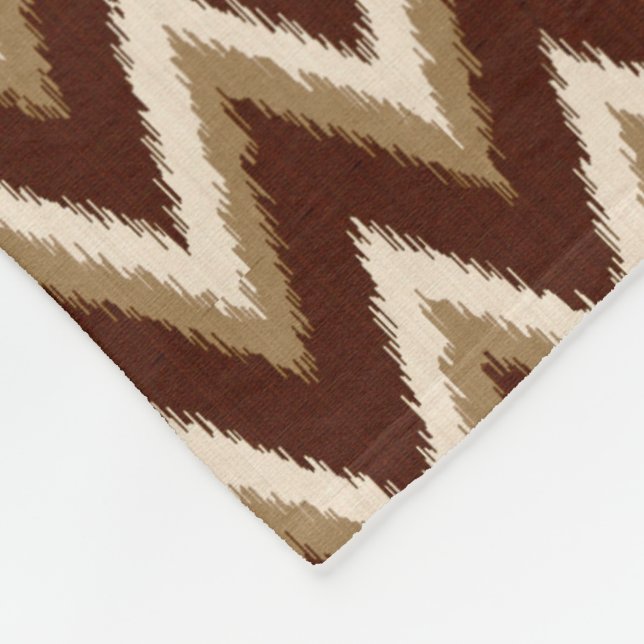Ikat sparrerandar - choklad - brunt & beige fleecefilt (Hörn)