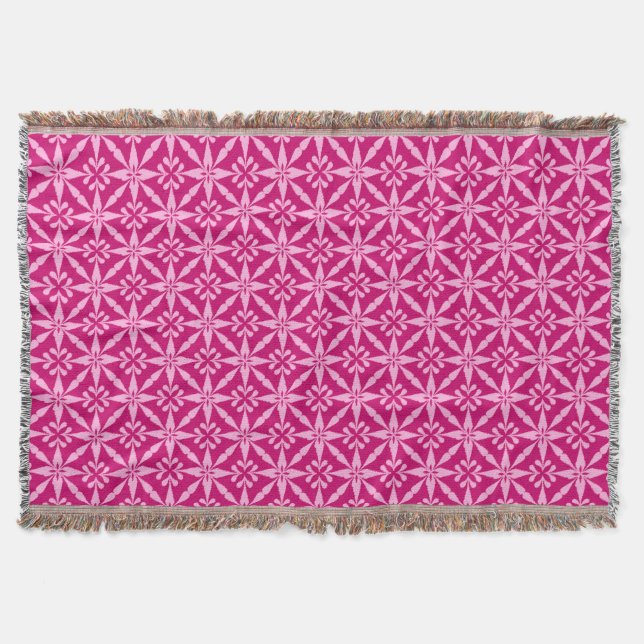 Ikat Star Mönster - Fuchsia Rosa Filt (Framsidan)
