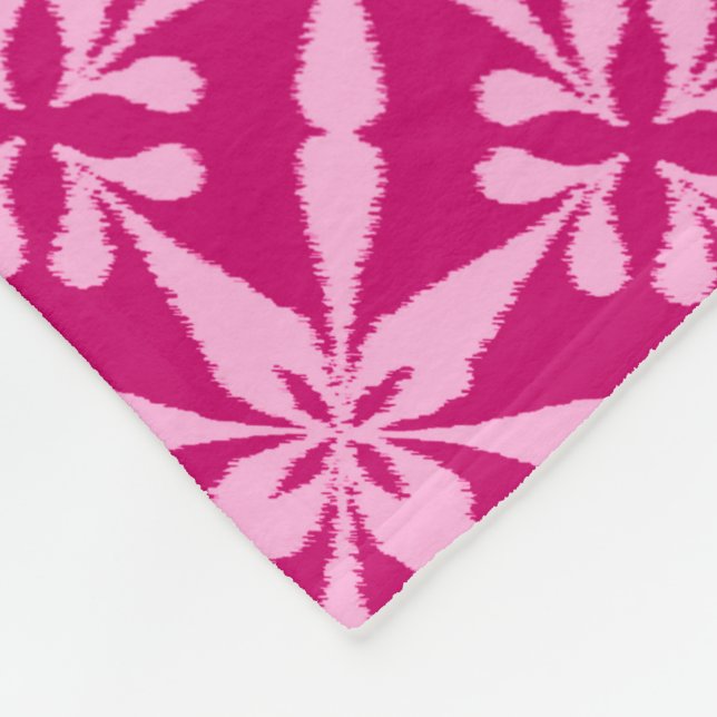 Ikat Star Mönster - Fuchsia Rosa Fleecefilt (Hörn)