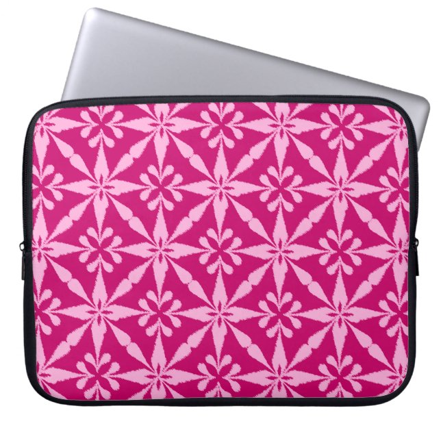 Ikat Star Mönster - Fuchsia Rosa Laptop Fodral (Framsidan)