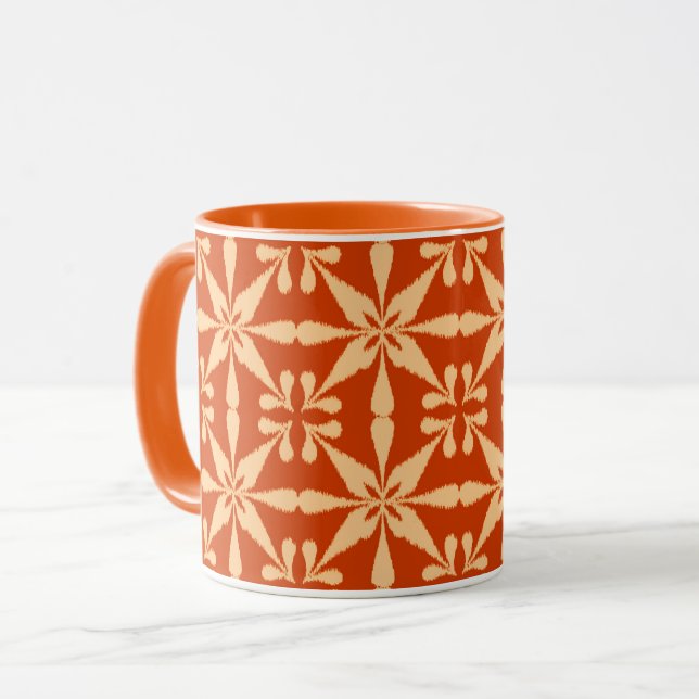 Ikat Star Mönster - Mandarin Orange Mugg (Framsida vänster)