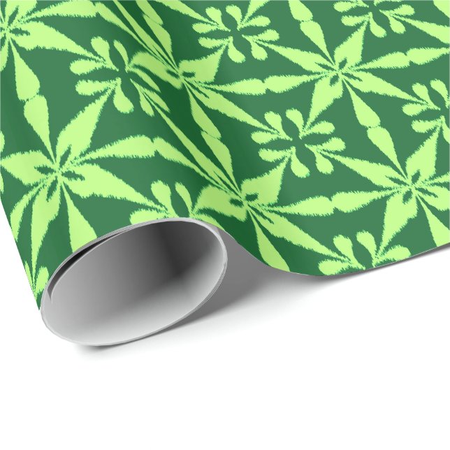 Ikat Star Mönster - Mörk grönt Presentpapper (Rullad Hörn)