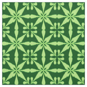 Ikat Star Mönster - Mörk grönt Tyg