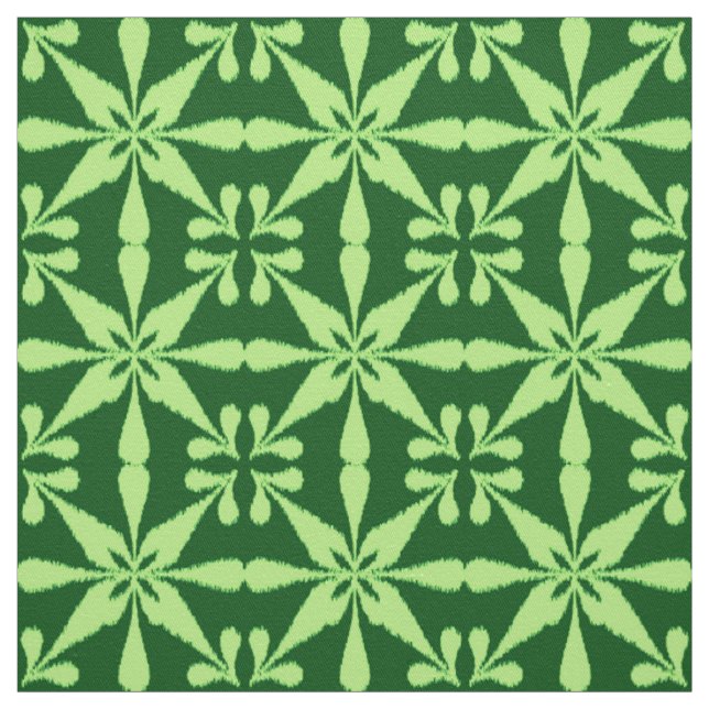 Ikat Star Mönster - Mörk grönt Tyg (Provkarta)