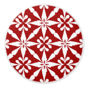 Ikat Star Mönster - Mörk Red and White Knopp