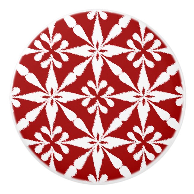 Ikat Star Mönster - Mörk Red and White Knopp (Framsidan)