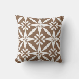 Ikat Star Mönster - Taupe Tan and White Kudde