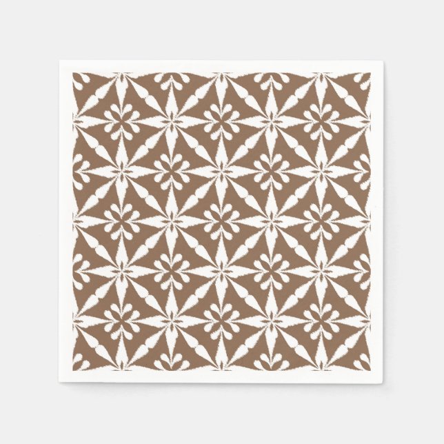 Ikat Star Mönster - Taupe Tan and White Pappersservett (Framsidan)
