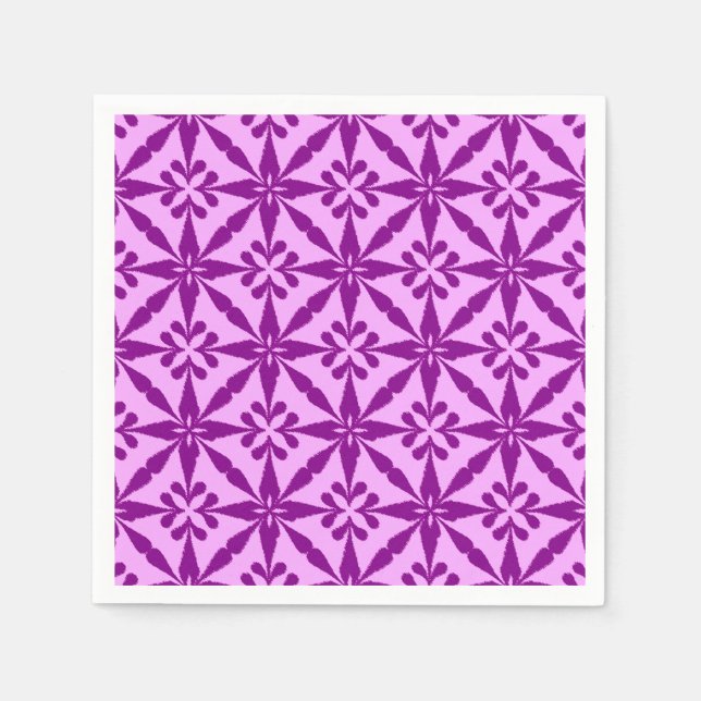 Ikat Star Mönster - Violet and Orchid Pappersservett (Framsidan)