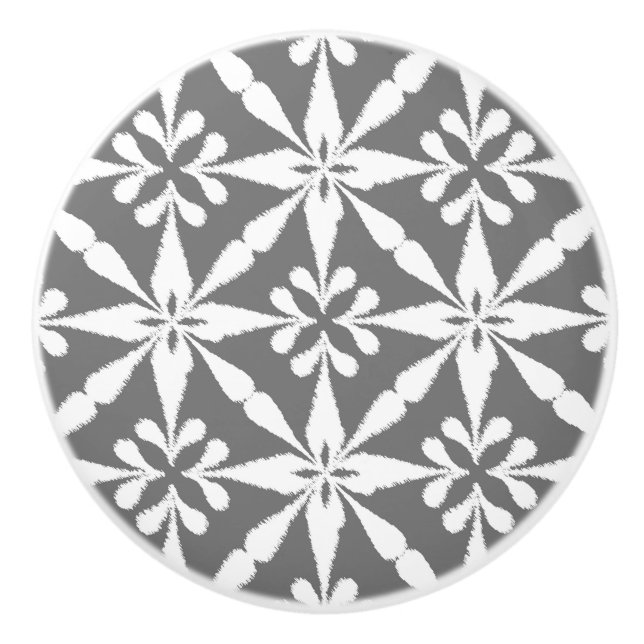 Ikat-stjärnmönster - Grå och vit Knopp (Framsidan)