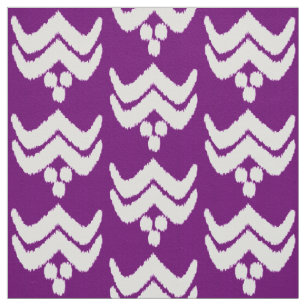 Ikat stylized blommigt - amethyst lilor och vit tyg