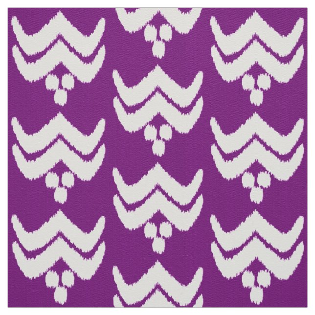 Ikat stylized blommigt - amethyst lilor och vit tyg (Provkarta)