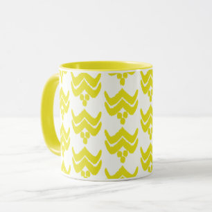 Ikat Stylized Blommigt - Senard Gult och White Mugg