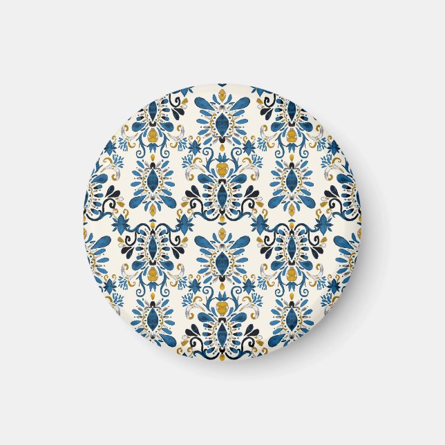 Ikat tie-dye, tribal-vattenfärg magnet (Framsidan)