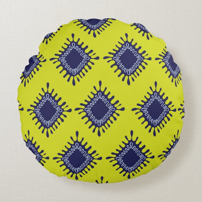 Ikat Tribal: Snyggt Modern Mönster. Rund Kudde (Framsidan)