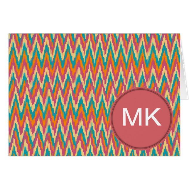iKat Zigzag Design Spice Färg Hälsningskort (Framsidan Horizontal)