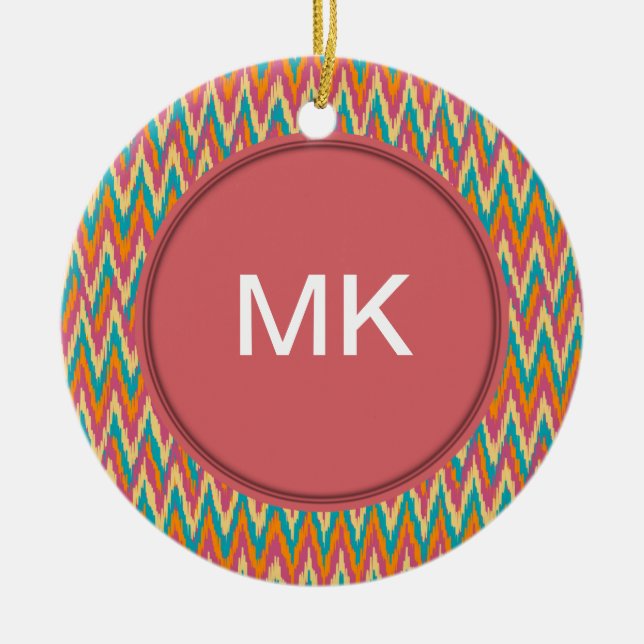 iKat Zigzag Design Spice Färg Julgransprydnad Keramik (Framsidan)