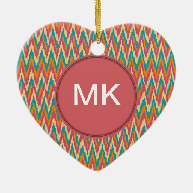 iKat Zigzag Design Spice Färg Julgransprydnad Keramik (Framsidan)