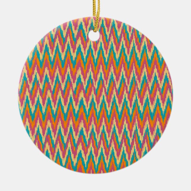 iKat Zigzag Design Spice Färg Julgransprydnad Keramik (Framsidan)