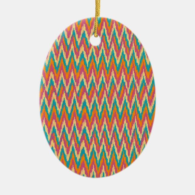 iKat Zigzag Design Spice Färg Julgransprydnad Keramik (Framsidan)