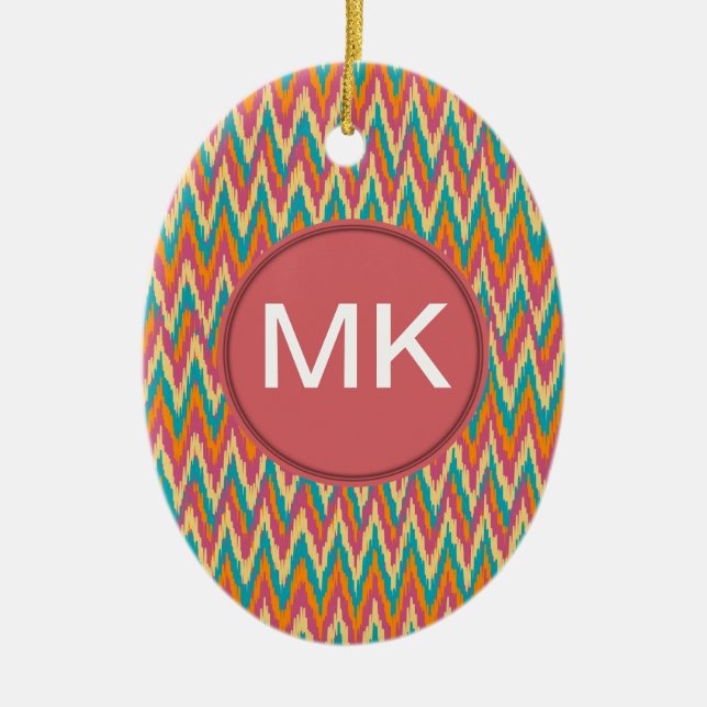 iKat Zigzag Design Spice Färg Julgransprydnad Keramik (Framsidan)