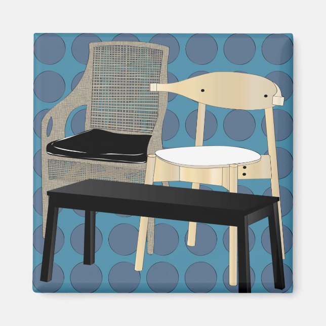 Ikea FurnMöbelstolar Blue Magnet (Framsidan)