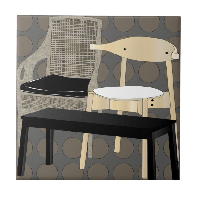 Ikea FurnMöbler Ordförande Brown Tile Kakelplatta (Framsidan)