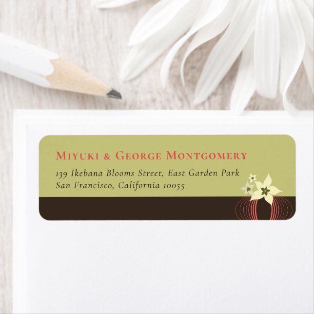 Ikebana Frangipani Rosa Tropical Flower Bröllop Returadress Etikett (Insitu)
