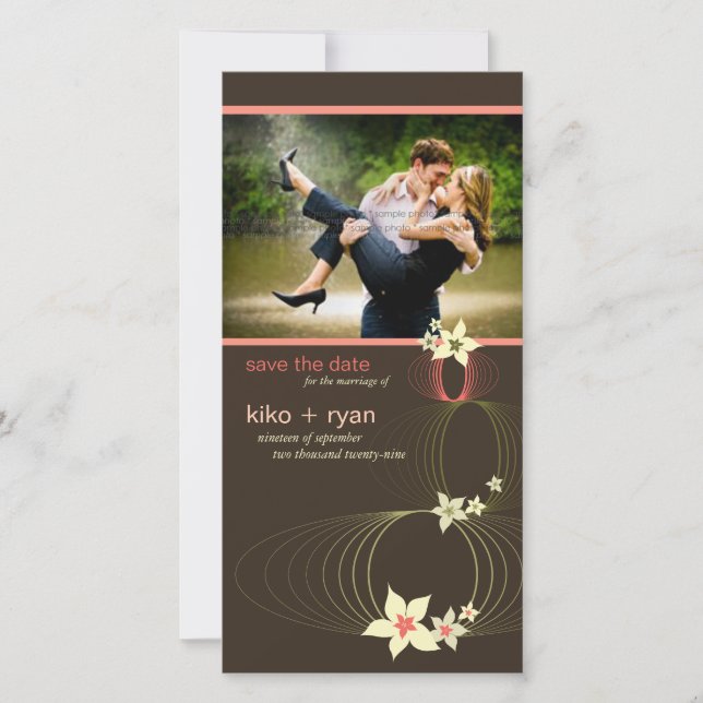 Ikebana Frangipani Rosa Tropical Flower Bröllop Spara Datumet (Framsida)