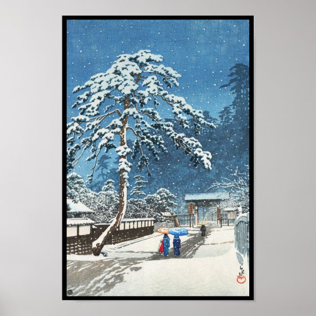 Ikegami Honmonji Temple Kawase Hasui shin hanga Poster (Framsidan)