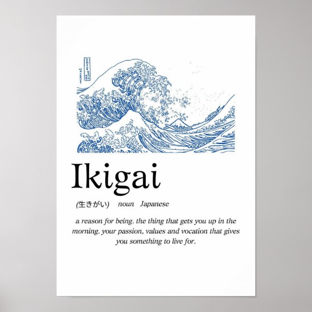 Ikigai Definition Väggkonst – Japansk Betydelse av (Framsidan)