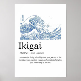 Ikigai Definition Wall Art – Japanese Meaning of L Poster