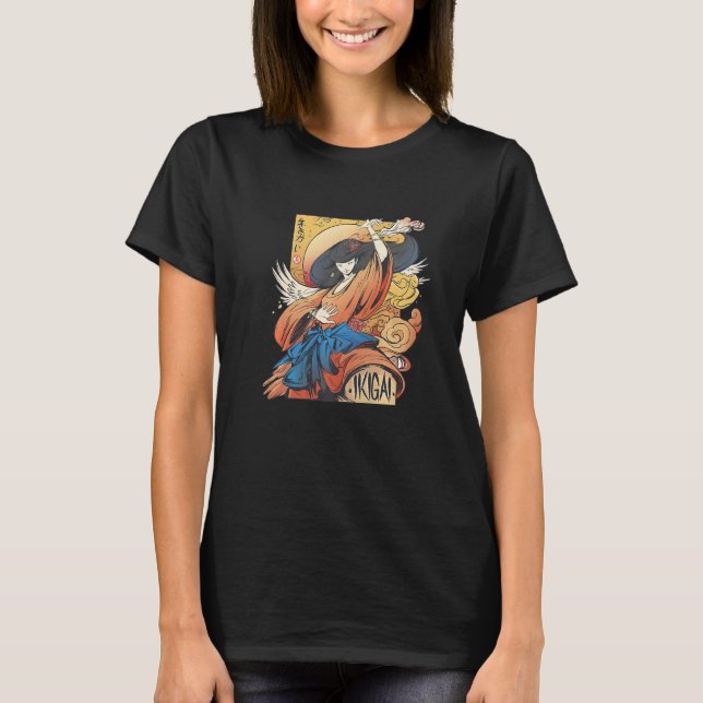 Ikigai japanska för en känsla av betydelse i livet t shirt (Framsida)