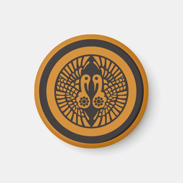 Ikko Ikki Mon Japansk Klan Black Brown Brange Magnet (Framsidan)