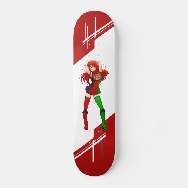 Iklädd flagga för Afghanistan Manga Animeflicka Skateboard Bräda 19,5 Cm (Framsida)