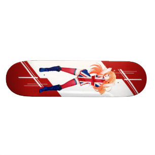 Iklädd flagga för facklig jackManga flicka - UK - Old School Skateboard Bräda 21,6 Cm