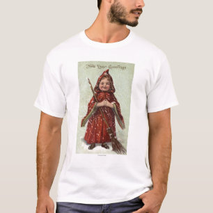 Iklädd röd kappa för barn tee shirt