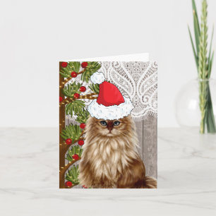 Iklädd Santa för katt hatt för jul Helgkort