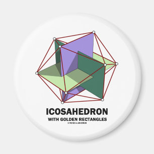 Ikohedron med gyllene rektanglar (geometri) magnet