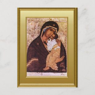 Ikon av jungfru Maria och Jesusbarnet Vykort