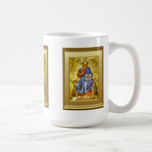 Ikon av Kristus med en gospelbok, ortodox Kaffemugg (Höger)