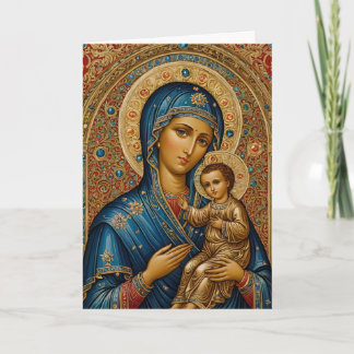 Ikon av Maria och Jesus 5x7 vikt julkort Helgkort