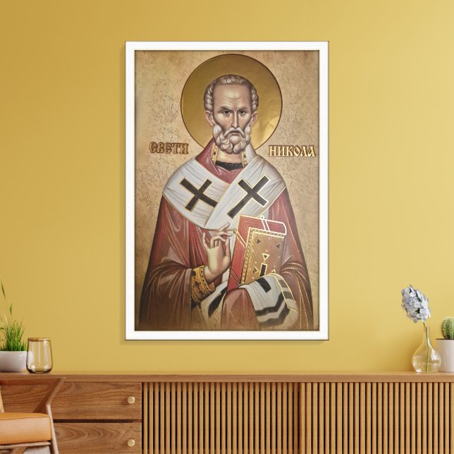 Ikon av Sankt Nikolaus Canvastryck (Insitu (Vardagsrum))