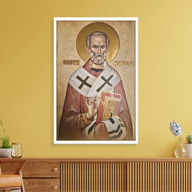 Ikon av Sankt Nikolaus Canvastryck (Insitu (Vardagsrum))