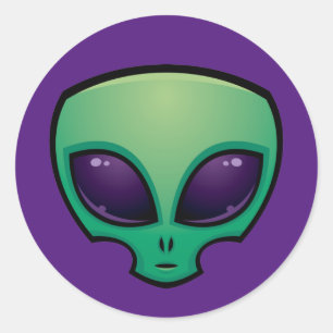 Ikon för Alien Head Runt Klistermärke
