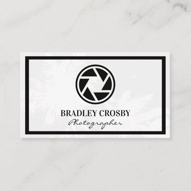 Ikon för Camera Lens | Tropiska Träd-bakgrund Visitkort (Framsida)