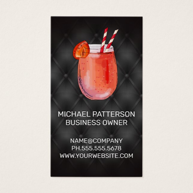 Ikon för Cocktail Drink | Svartvit Visitkort (Framsidan)