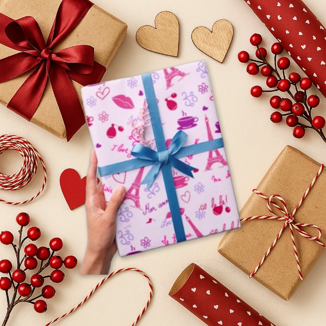 Ikon för den parisiska Rosan Eiffel Torn Kärlek Presentpapper (Skapare uppladdad)